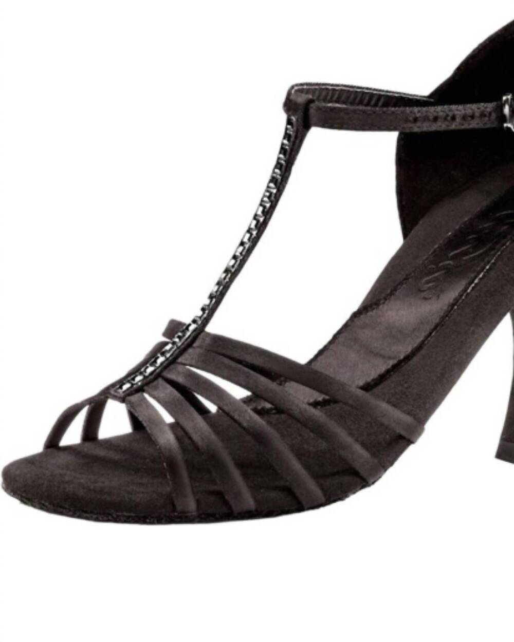 NEW CAPEZIO women's crystal danielle studded t- strap ballroom shoe in black - Picture 2 of 2